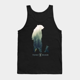 Protect Wildlife - Nature - Bear with Cub Silhouette Tank Top